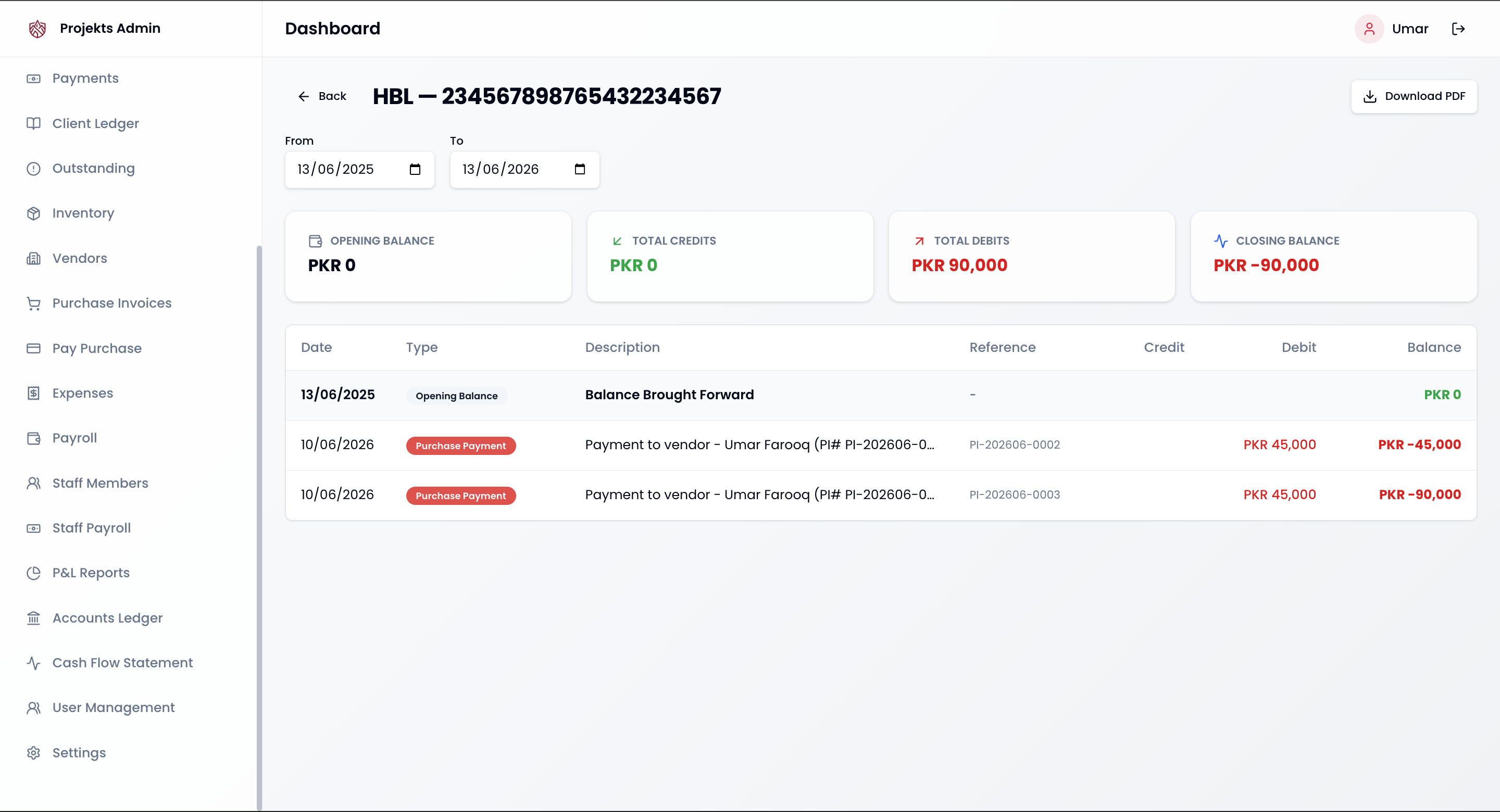 Client Installments & Vendor Billing screenshot 1